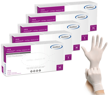 VINTEC Vinyl-Stretch-Einmalhandschuhe, 100 Stk.