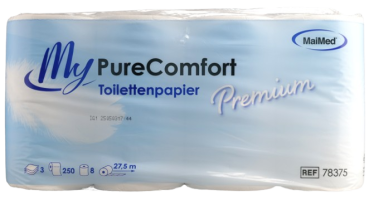 MyPure Comfort Toilettenpapier Premium 3-lagig, 64 Rol.