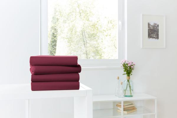 Mako-Feinjersey-Spannbetttuch, bordeaux 287