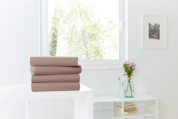 Mako-Feinjersey-Spannbetttuch, nougat 750