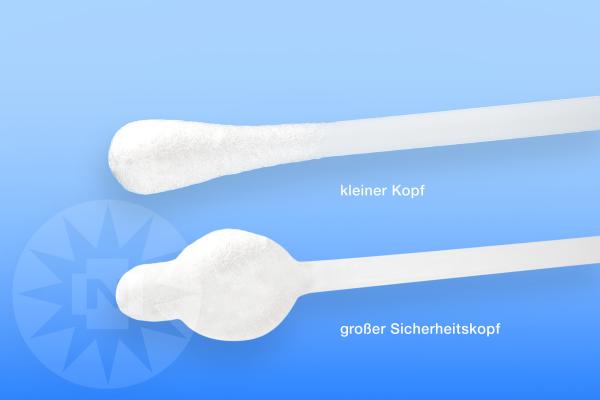 Wattestäbchen 2-köpfig groß mit Sicherheitskopf unsteril, 72 Stk.