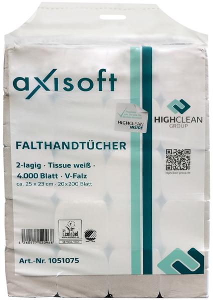 Axisoft Falthandtuchpapier V-Falz weiß, 4000 Stk.